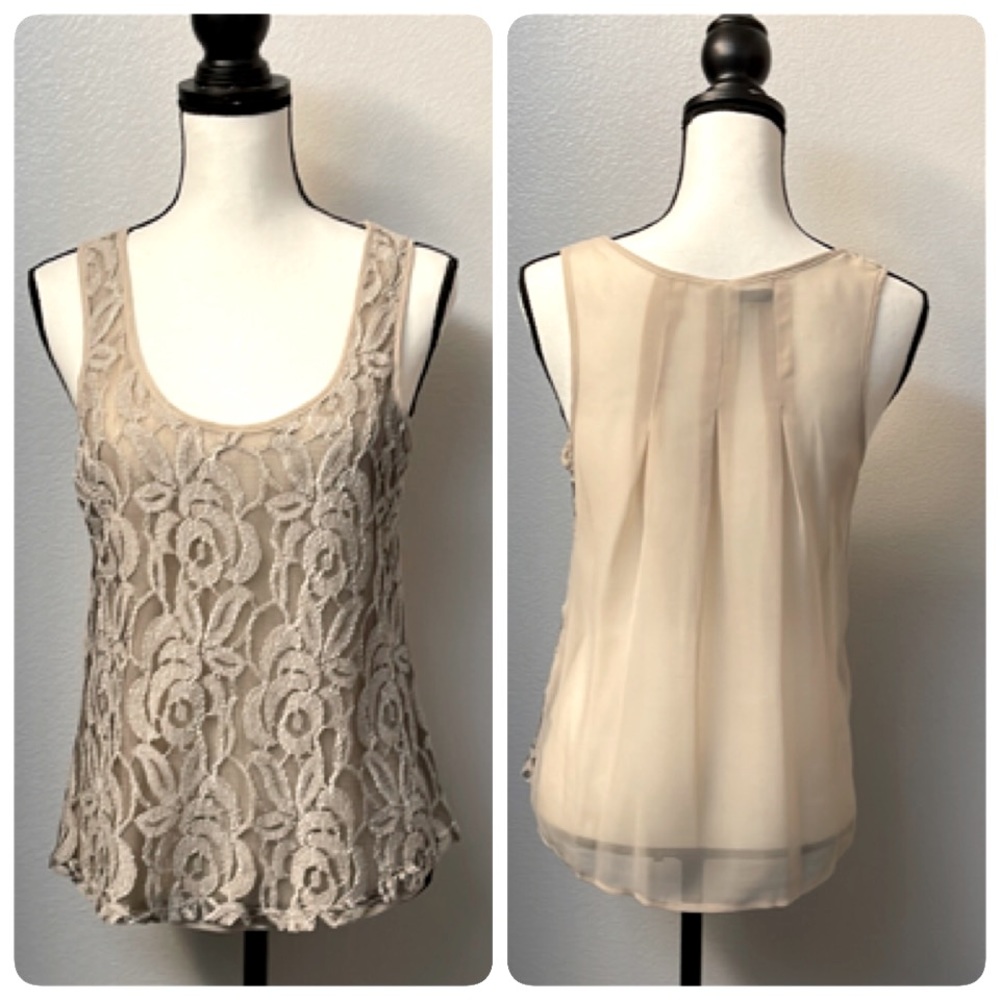Sheer lace front tank top